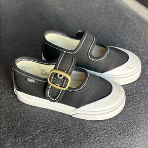 Vans Kids Black and White Sneakers with Buckle
